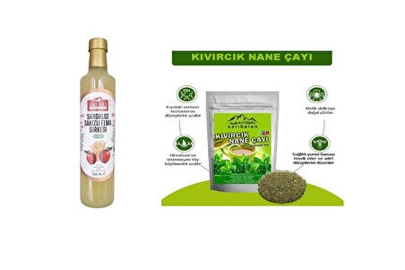 Sandaloz sakızlı elma sirkesi 500 ml & Kıvırcık Nane çayı 30 süzen poşet ikili avantajlı set
