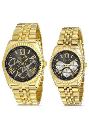 Bay Sevgili Çift Saati Takım Set Sevgililere Özel Saat Altın Siyah Renk