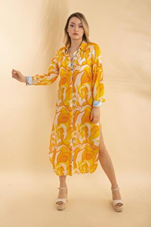 Uzun Gömlek Yaprak Turuncu Bnts-23010