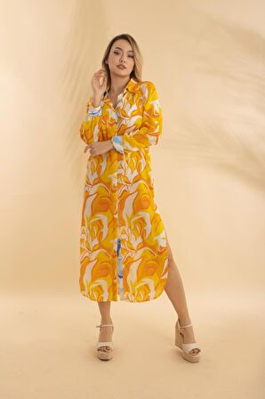 Uzun Gömlek Yaprak Turuncu Bnts-23010