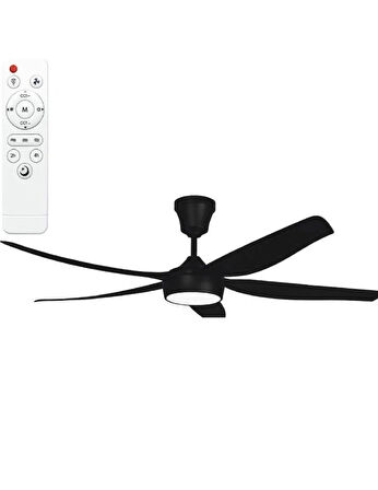 Helios Hs-9307 Alfa 85w 3 Kademeli Ledli Uzaktan Kumandalı Dekoratif 5 Pervaneli Tavan Vantilatörü Siyah