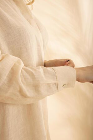 Keten Tunik Krem Bnts-23011