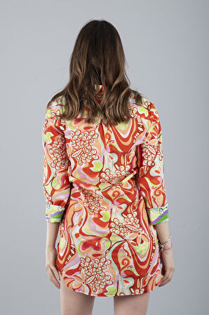 VUAL KISA GÖMLEK KIRMIZI CICEK