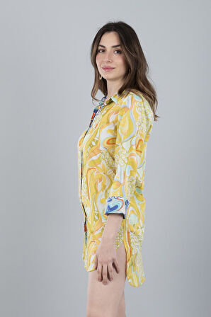 VUAL KISA GÖMLEK SARI CICEK