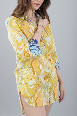 VUAL KISA GÖMLEK SARI CICEK