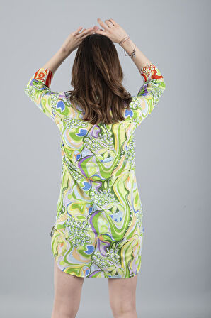 VUAL KISA GÖMLEK YESIL CICEK