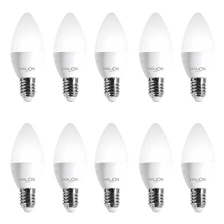 10 Adet Helios 8W LED Buji Ampul 6500K Beyaz Işık E-14 İnce Duy ( Avize Ampulü )