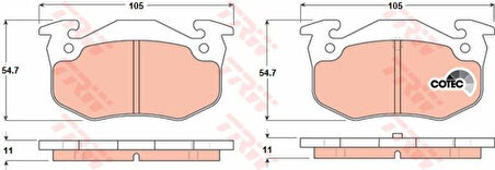 Renault Arka Fren Balatası R9 R11 R19 Clio I II Megane I Symbol Saxo Xsara P306 P309 1,6 / 1,8 / 2,0 - Trw Gdb1305