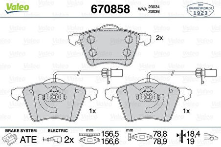 Vag On Fren Balatası (fisli) Transporter T4 90>03 - Valeo 670858