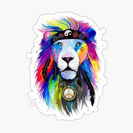 Renkli Aslan Araba Oto Sticker Yapıştırma Etiket 17CM