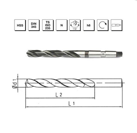 Makine Takım Hss Dın 345 Rn Matkap Ucu 24.5Mm-Mte B00004002450