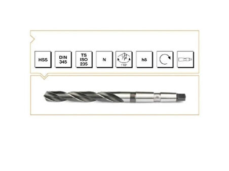 Makina Takım HSS DIN 345 RN Mors Konik Saplı Matkap Ucu 26.5 mm-MTE B00004002650