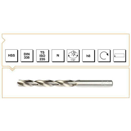 Makina Takım 2.2mm HSS DIN 338 Silindirik Saplı Kısa Taşlanmış Matkap Ucu