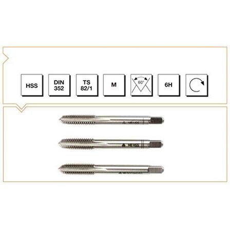 Makina Takım B00100040300 Hss Dın 352 Normal Vidalı 3 Lü Takım Kılavuzu M3