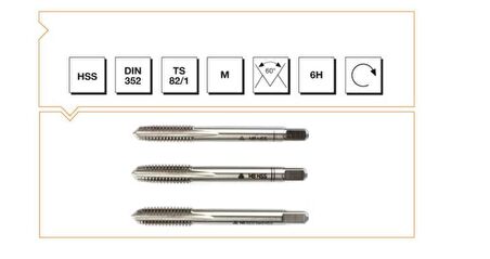 Makina Takım HSS DIN352 3'lü El Kılavuzu M4(6H)