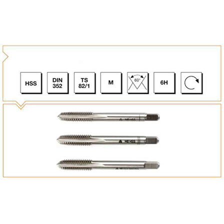 Makine Takım M22 Hss Dın 352 Metrik Normal Vidalı 3Lü Takım Kılavuzu