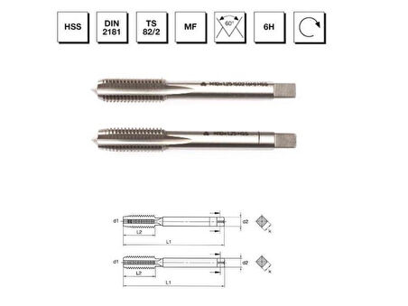Makine Takım Hss Dın2181 2'Li El Kılavuzu M18 X1.5 (6H)-Mte B00102031806