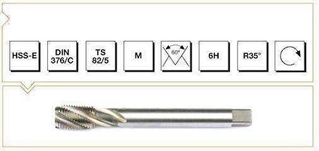 Makina Takım B00105790260 M14 Hss-E Dın 376/C Metrik Normal Vidalı Helis Kanallı Makina Kılavuzu, 1 Adet