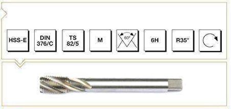 Makina Takım B00105790265 M24 Hss-E Dın 376/C Metrik Normal Vidalı Helis Kanallı Makina Kılavuzu, 1 Adet