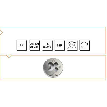 Makine Takım G1/2 Hss Dın En 24 231 Whitworth Boru Vidalı Pafta Lokması-Mte B00110082095