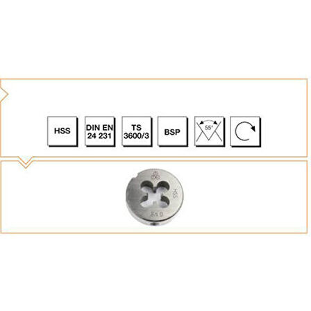 Makina Takım G1 HSS DIN 24 231 Whitworth Boru Vidalı Pafta Lokması-MTE B00110083325