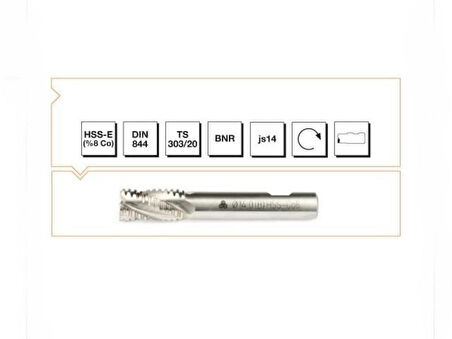 Makine Takım Hss-Co8 Dın 844B/Nr Kaba Talaş 20 Mm(Kısa)-Mte B00277332000