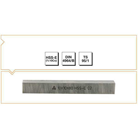 Makina Takım 8X8X100 HSS - E (%10Co) DIN 4964/B Kare Kesitli Torna Kalemi - MTE B00400808100