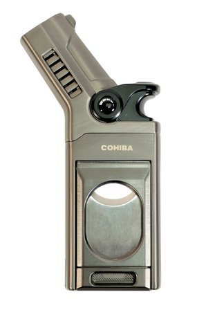 Cohiba Tek Torch Pürmüz Dahili S-V Cut & İğneli Gunmetal Metal Puro Çakmağı - TR9482