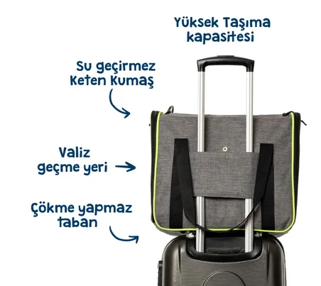 Missidea Brave Paws Kare Model Plastik Fileli Kedi ve Köpek Taşıma Çantası Gri 