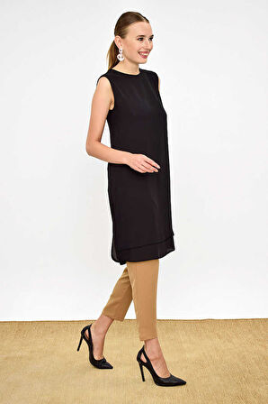 Kat Görünüm Sıfır Kol İçlik Tunik 2340 Siyah