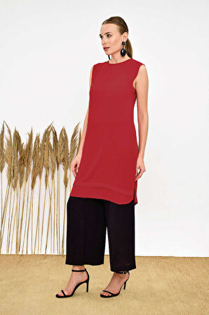 Kat Görünüm Sıfır Kol İçlik Tunik 2340 Bordo