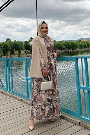 Pelerin Kol Görünümlü Düz Astarlı Ceket 7666 Taş