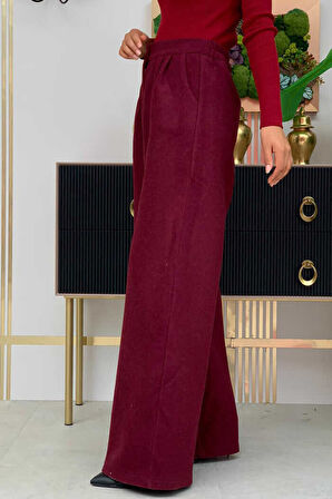 Fermuarlı Cep Detaylı Kaşe Pantolon 0272 Bordo
