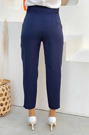 Fermuarlı Cep Detaylı Kalem Pantolon 0201 Lacivert