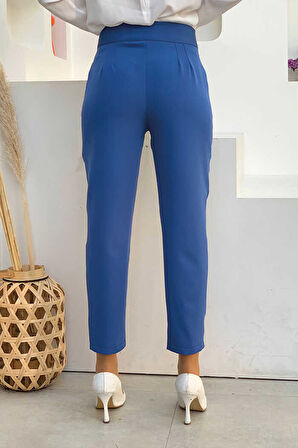 Fermuarlı Cep Detaylı Kalem Pantolon 0201 İndigo