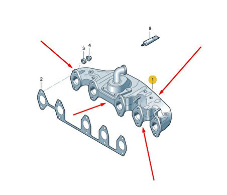 Vag Egzoz Manıfoldu Transporter T5 2,5tdi Axd Axe Blj 03>10 (304l Paslanmaz Celikten Uretilmistir) - Gqp Vw008