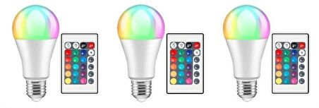 Cata CT-4058 Kumandalı RGB LED Ampul 9W - 3 Adet ( RENK DEĞİŞTİREN AMPUL )