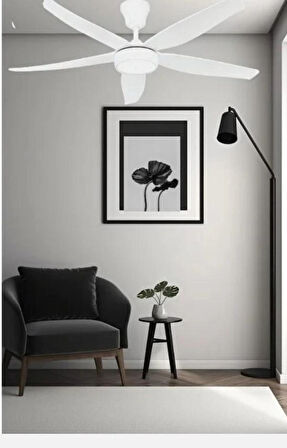 Helios Hs-9306 Rigel 85w 3 Kademeli Ledli Uzaktan Kumandalı Dekoratif 5 Pervaneli Tavan Vantilatörü Beyaz