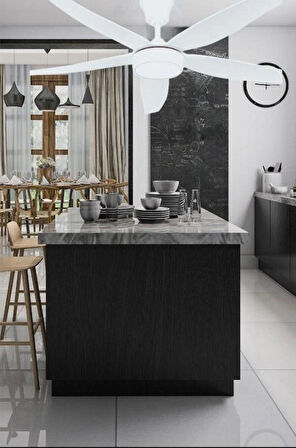 Helios Hs-9306 Rigel 85w 3 Kademeli Ledli Uzaktan Kumandalı Dekoratif 5 Pervaneli Tavan Vantilatörü Beyaz