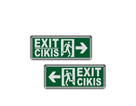 Helios 3w Ledli Exit Armatür Acil Çıkış Levhası Sağ - Sol 2 Adet ( 3 Saat Şarjlı )