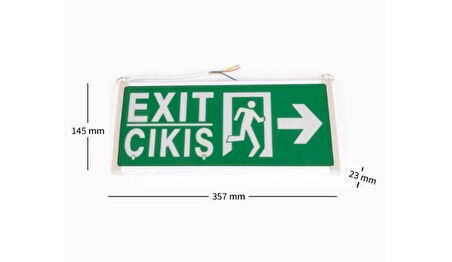 Helios 3w Ledli Exit Armatür Acil Çıkış Levhası Sağ - Sol 2 Adet ( 3 Saat Şarjlı )