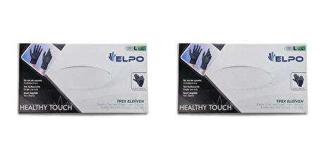 ELPO Siyah Pudrasız Hibrit Eldiven L Beden 100 Adet ( 2 PAKET )
