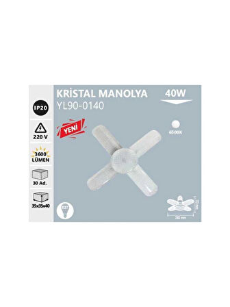Noas Kristal Manolya LED Pervane Ampul 40 Watt