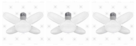 Cata CT-1151 30 Watt 4 Kollu Pervane LED Ampul 6500K Beyaz Işık E-27 Duy 3 ADET