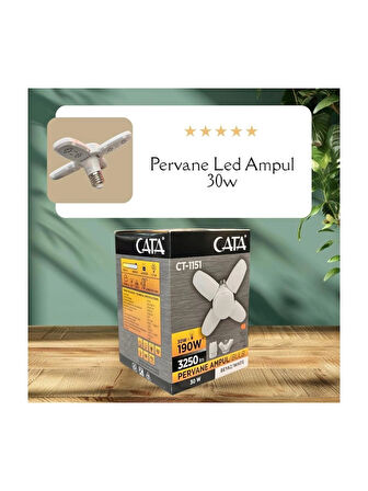 Cata CT-1151 Cata 30 Watt 4 Kollu Pervane LED Ampul Lamba Beyaz Işık