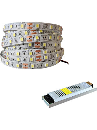 Cata 10 Çip İç Mekan Şerit Led Yeşil Renk  5 Metre + Noas 5 Amper 12 Volt Trafo Dahil ikili Set Yeşil