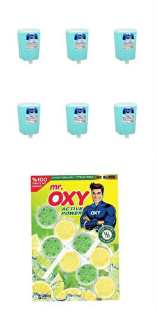 Oxy Köpük El Sabunu Yedek Kartuş 1 Lt * 6 Adet ( Mr. Oxy Klozet Wc Blok Limon Ferahlığı 2*50gr Hediyeli )