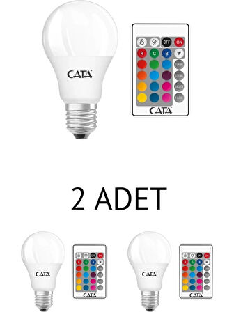 Cata CT-4058 Kumandalı RGB LED Ampul 9W - 2’li Paket ( RENK DEĞİŞTİREN AMPUL )