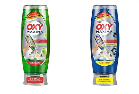 Mr. Oxy Maxima Elde Yıkama Bulaşık Deterjanı Yaban Mersini 650 ml + Elma Kokulu 650 ml