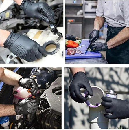 ELPO Siyah Pudrasız Hibrit Eldiven M Beden 300 Adet ( 3 PAKET )